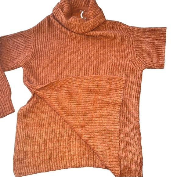 ▶️ Free People ◀️ Eleven Burnt Orange Cowl Neck Oversized Chunky Knit Sweater - Picture 15 of 16